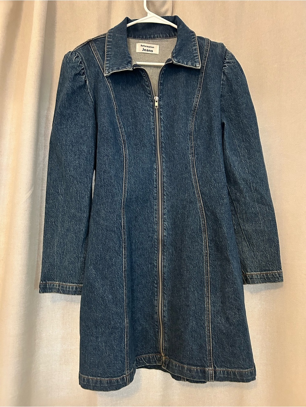 Reformation Kensington Denim Dress Newport Size 12 Organic Cotton